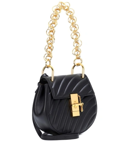 Shop Chloé Drew Mini Bijou Leather Shoulder Bag In Black