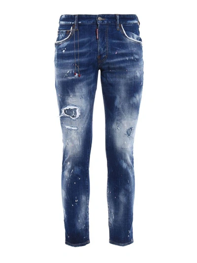 Shop Dsquared2 Skater Denim Paint Matches Chain Jeans