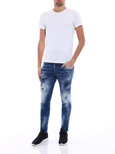 Shop Dsquared2 Skater Denim Paint Matches Chain Jeans