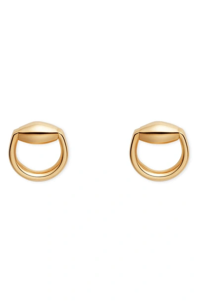 Shop Gucci Horsebit Stud Earrings In Yellow Gold