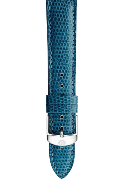 Shop Michele 16mm Lizardskin Watch Strap In Blue