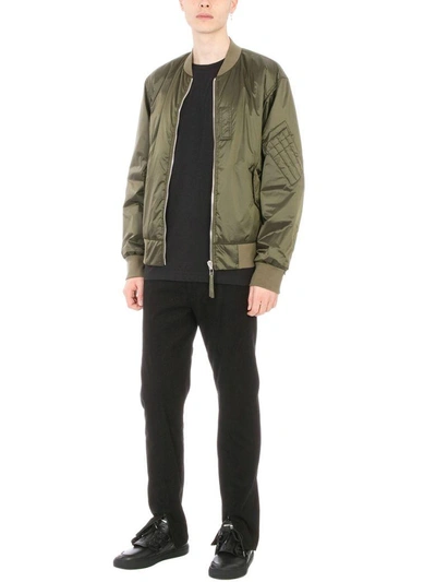 Shop Helmut Lang Nylon Green Bomber Jacket