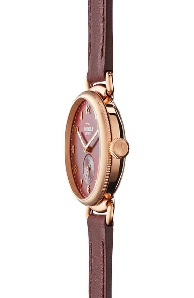 Shop Shinola The Canfield Alligator Strap Watch, 38mm In Red/ Rose Gold