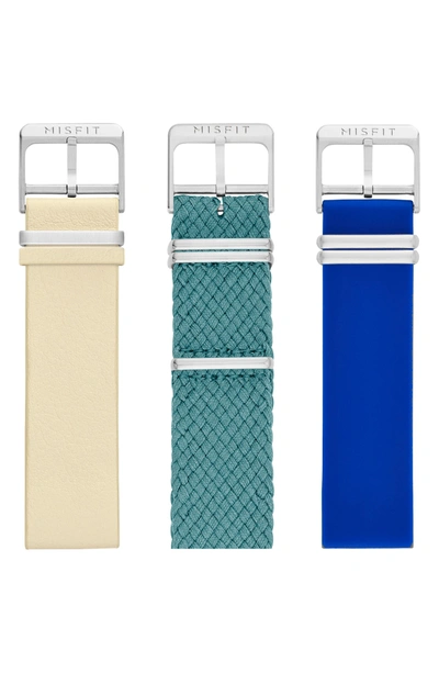 Shop Misfit Phase Three-pack 20mm Watch Straps In Sand/ Teal/ Cobalt