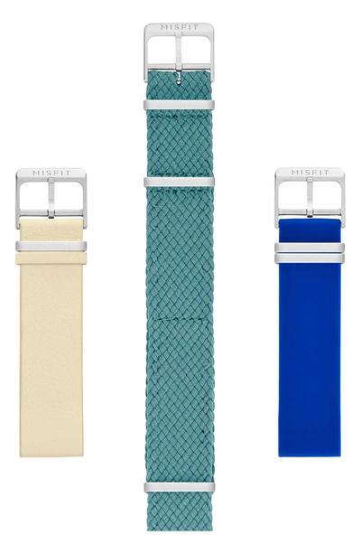 Shop Misfit Phase Three-pack 20mm Watch Straps In Sand/ Teal/ Cobalt
