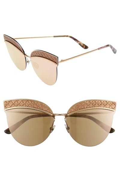 Shop Bottega Veneta 64mm Semi-rimless Cat Eye Sunglasses In Gold