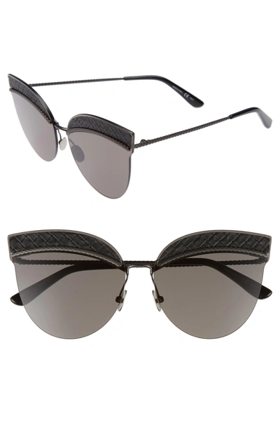 Shop Bottega Veneta 64mm Semi-rimless Cat Eye Sunglasses In Black