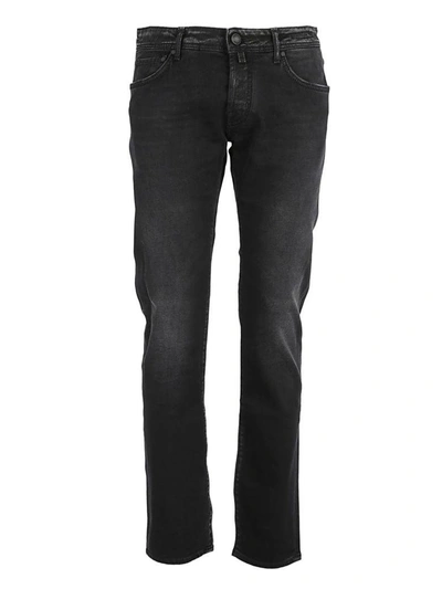 Shop Jacob Cohen Classic Fitted Jeans In Black