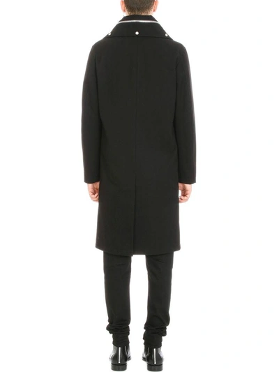 Shop Givenchy Double Zip Collar Black Wool Coat
