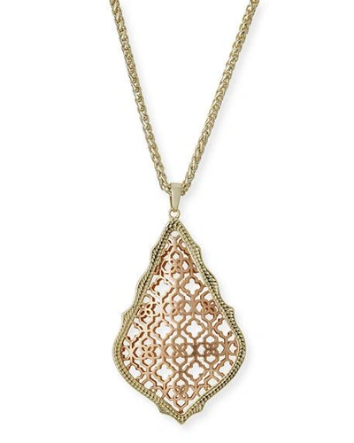 Shop Kendra Scott Aiden Filigree Pendant Necklace In Gold