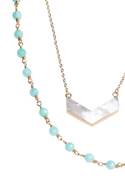 Shop Elise M Julia Double Strand Necklace In Amazonite/ Pearl