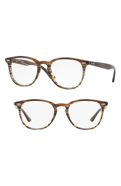 Shop Ray Ban 50mm Optical Glasses - Striped Brown