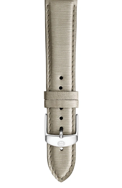 Shop Michele 18mm Leather Watch Strap In Cement