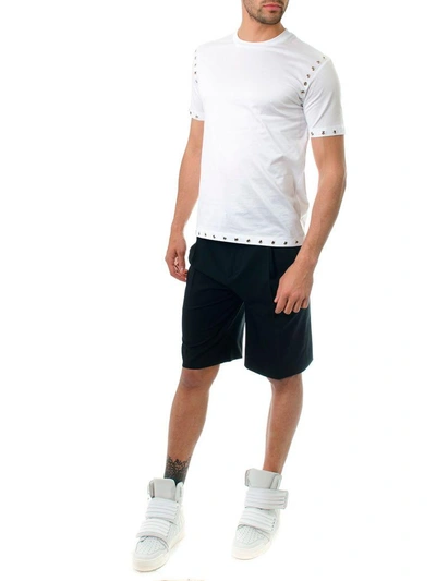 Shop Les Hommes Studded White Cotton T-shirt