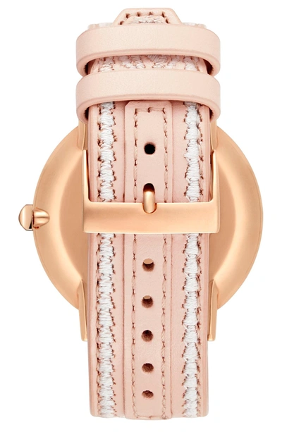 Shop Rebecca Minkoff Leather Strap Watch, 40mm In Light Blush/ Silver
