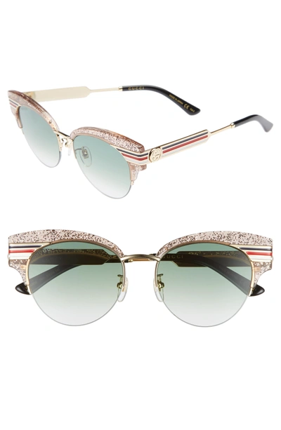 Shop Gucci 53mm Cat Eye Sunglasses - Nude/ Gold/ Black