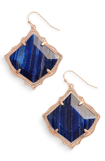 Shop Kendra Scott Kirsten Drop Earrings In Navy Dusted Glass/ Rose Gold