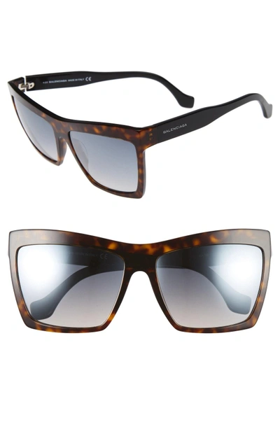 Shop Balenciaga 60mm Oversize Sunglasses - Havana/ Black/ Flash Azure