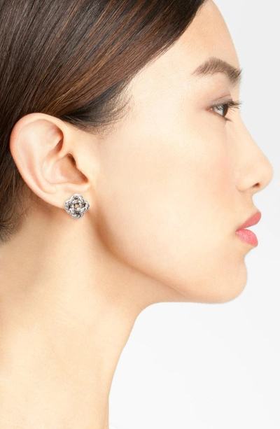 Shop Tory Burch Rope Knot Stud Earrings In Tory Silver