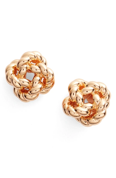 Shop Tory Burch Rope Knot Stud Earrings In Rose Gold