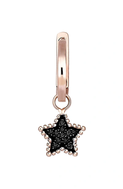 Shop Kismet By Milka Black Diamond Star Hoop Earring In Rose Gold