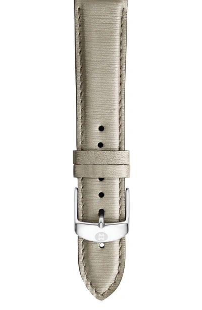 Shop Michele 16mm Leather Watch Strap In Cement