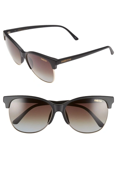 Shop Smith 'rebel' 57mm Cat Eye Sunglasses In Matte Black/ Polarized Brown