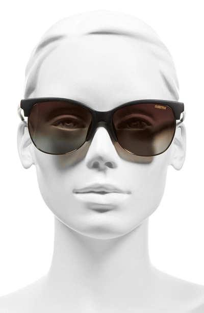 Shop Smith 'rebel' 57mm Cat Eye Sunglasses In Matte Black/ Polarized Brown