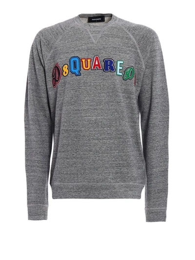 Shop Dsquared2 Embroidered Logo Sweatshirt In 860m Dark Grey Melange