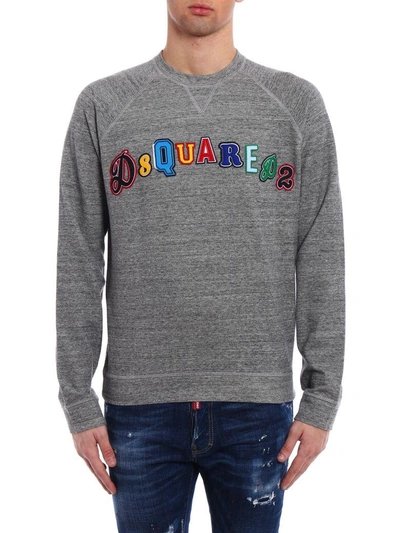 Shop Dsquared2 Embroidered Logo Sweatshirt In 860m Dark Grey Melange