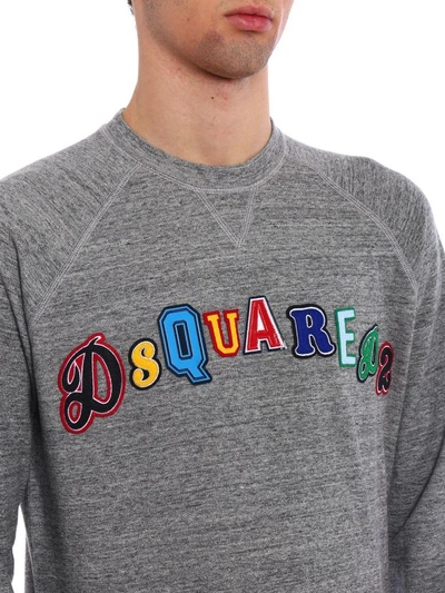 Shop Dsquared2 Embroidered Logo Sweatshirt In 860m Dark Grey Melange