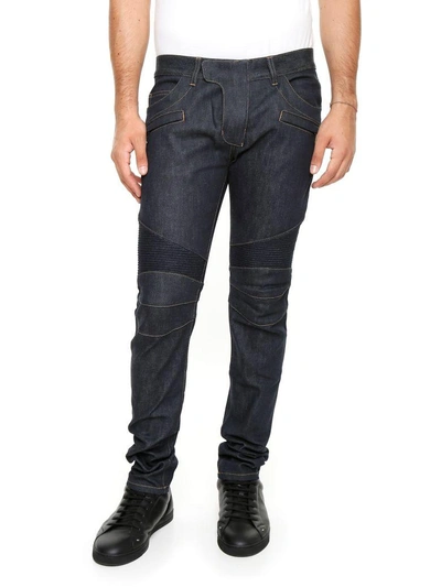 Balmain 17cm Raw Biker Stretch Denim Jeans, Blue In Bleu|blu | ModeSens