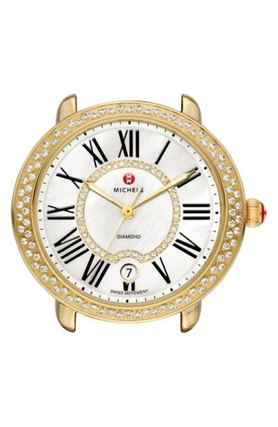 Shop Michele Serein 16 Diamond Gold Plated Watch Case, 34mm X 36mm