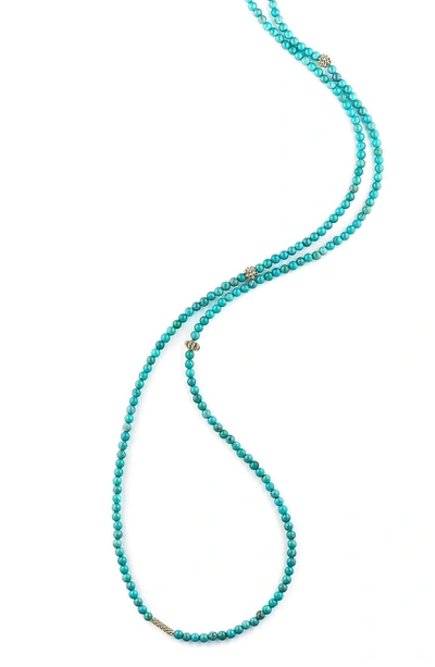 Shop Lagos 'caviar Icon' Strand Necklace In Turquoise/ Gold