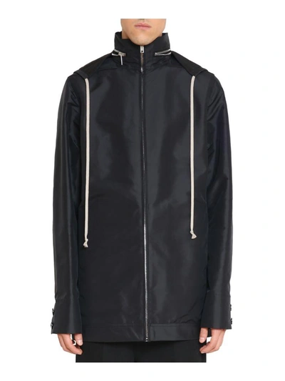 Shop Rick Owens Cotton Hooded Jacket In Nero