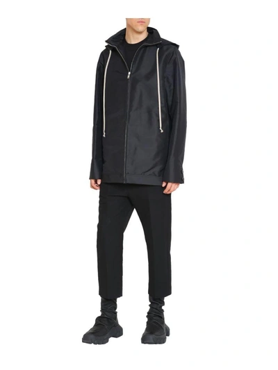 Shop Rick Owens Cotton Hooded Jacket In Nero