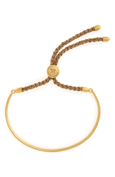 Shop Monica Vinader Fiji Friendship Bracelet In Yellow Gold/ Nude