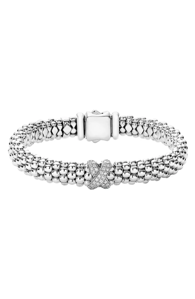 Shop Lagos Diamond Lux Single Station X Bracelet In Silver