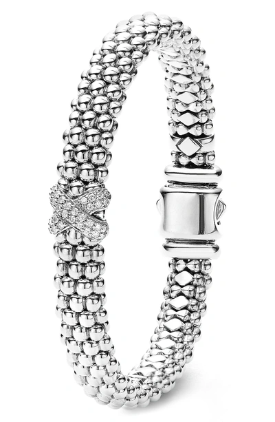 Shop Lagos Diamond Lux Single Station X Bracelet In Silver