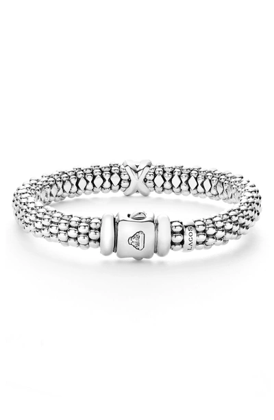 Shop Lagos Diamond Lux Single Station X Bracelet In Silver
