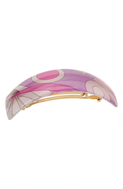 Shop France Luxe 'volume' Rectangle Barrette In Mod Swirls Pink/ Grey