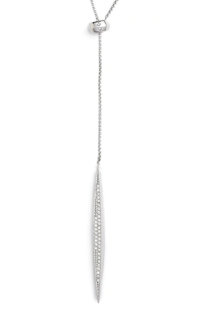 Shop Nadri 'tattoo' Encrusted Lariat Necklace In Silver