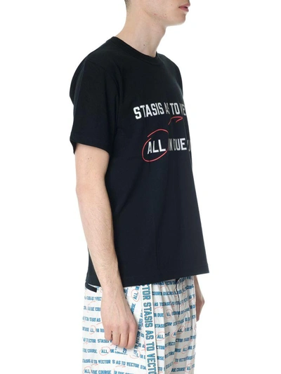 Shop Sacai Black Cotton T-shirt All Over Printed Text