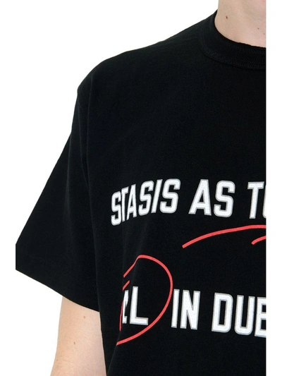 Shop Sacai Black Cotton T-shirt All Over Printed Text