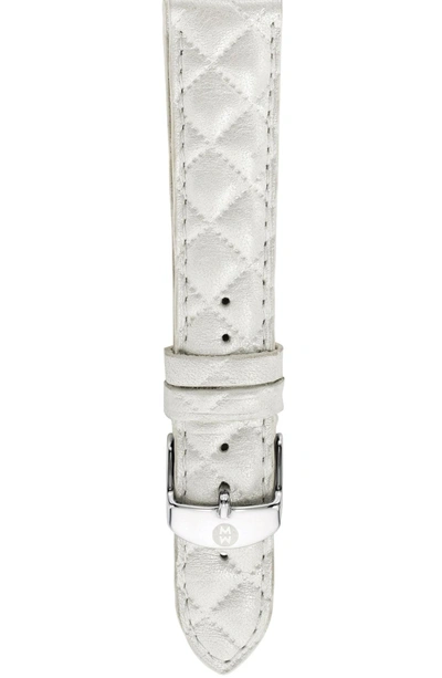 Shop Michele 16mm Quilted Watch Strap In Whisper White