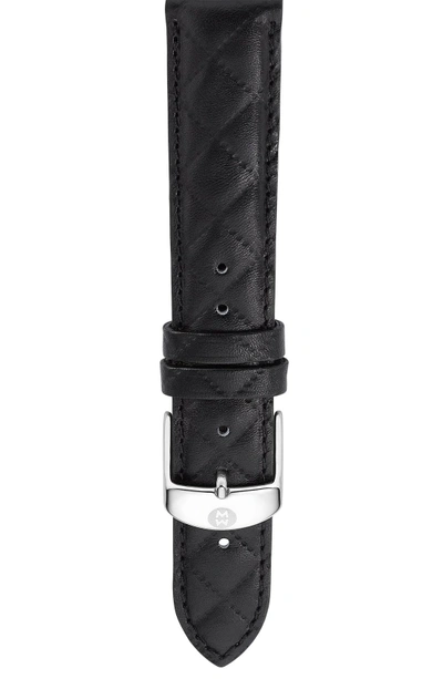 Shop Gucci 16mm Quilted Watch Strap In Black