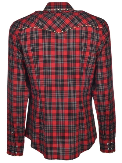 Shop Dolce & Gabbana Studded Western Checked Shirt In Rosso