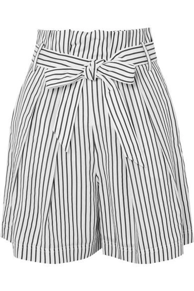 Shop Jason Wu Grey Striped Poplin Shorts In Gray