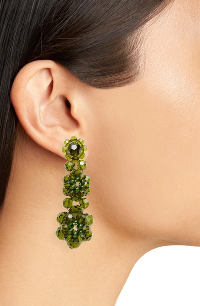 Shop Simone Rocha Tiered Crystal Drop Earrings In Khaki