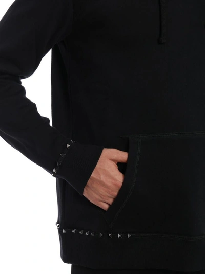 Shop Valentino Pyramid Stud Hoodie In Black